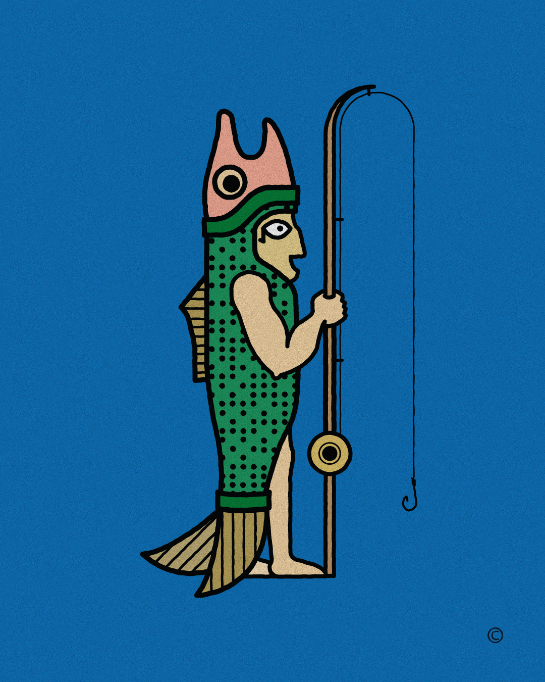 Illustration of a fish-fisherman