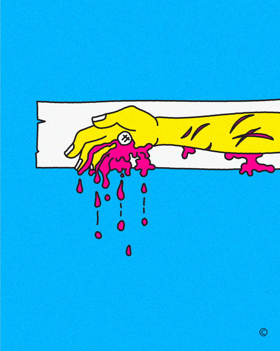 Illustration of Jesus arm hanging on the cross