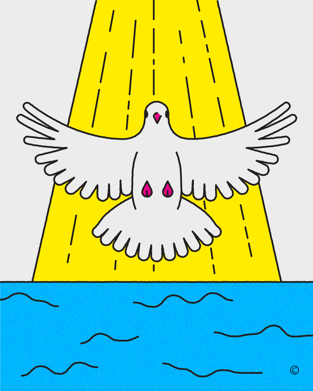 Illustration of dove descending from heaven