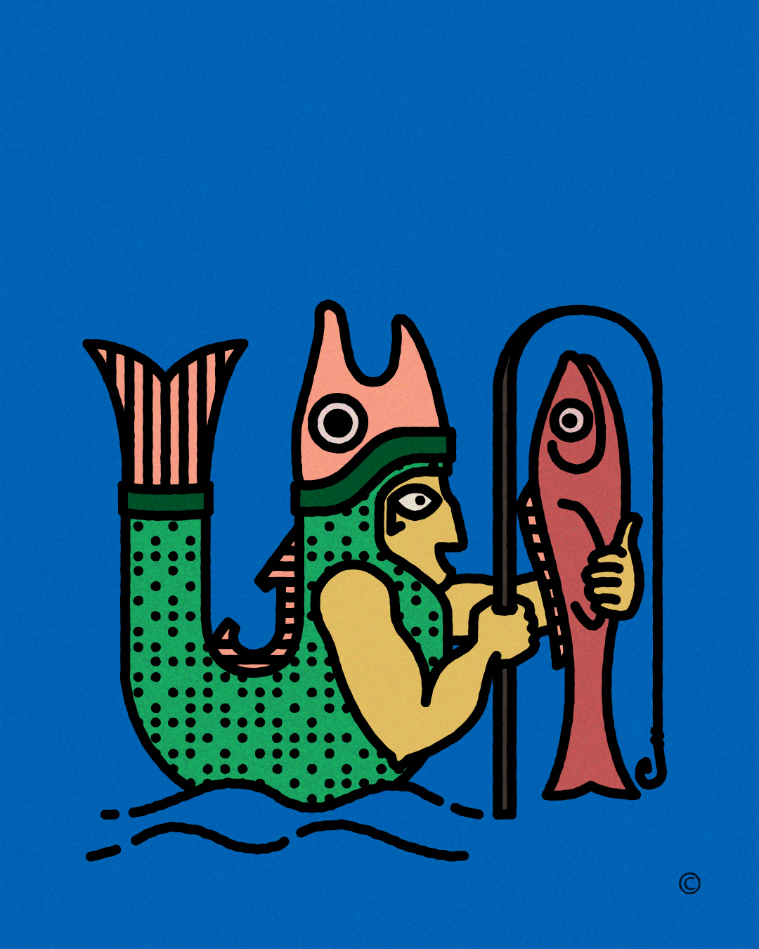Merman with a fish